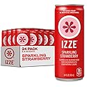 IZZE Sparkling Water Juice Beverage Blend, Strawberry, No Sugar Added, 8.4 FL OZ, 24 Cans