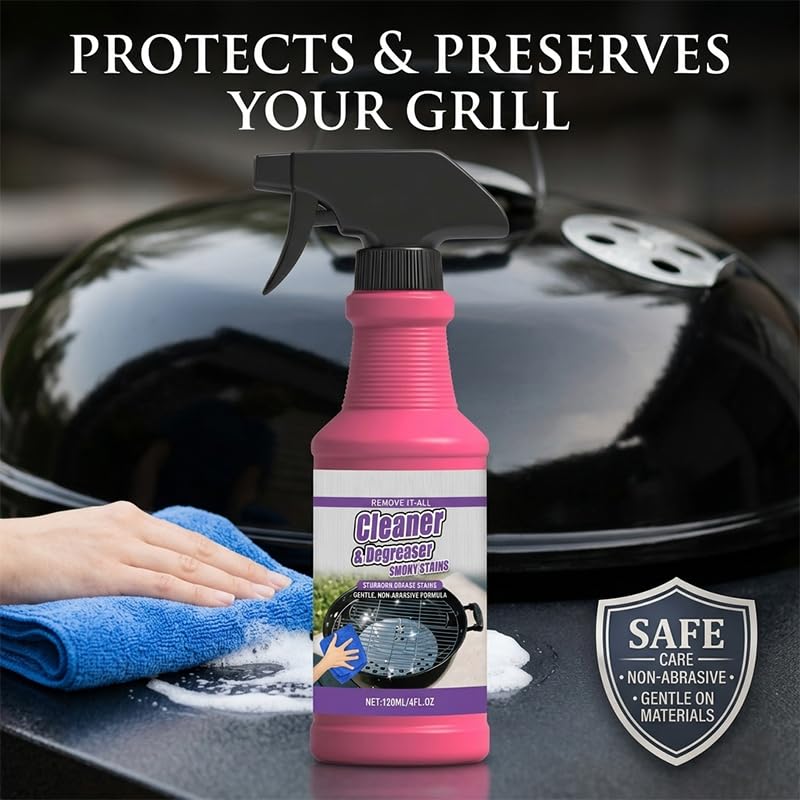 SakerPlus Heavy-Duty Grill Cleaner Spray, Degreaser for Grill Grates, BBQ Grills, Frying Pans and Cookware, Removes Baked-On Grease, Burnt-On Residue