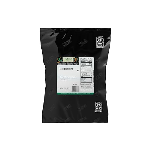 Frontier Co-op Salt-Free Taco Seasoning, 1-Pound Bulk Bag, Mexican-Inspired Spices for Tacos, Dips, Burritos