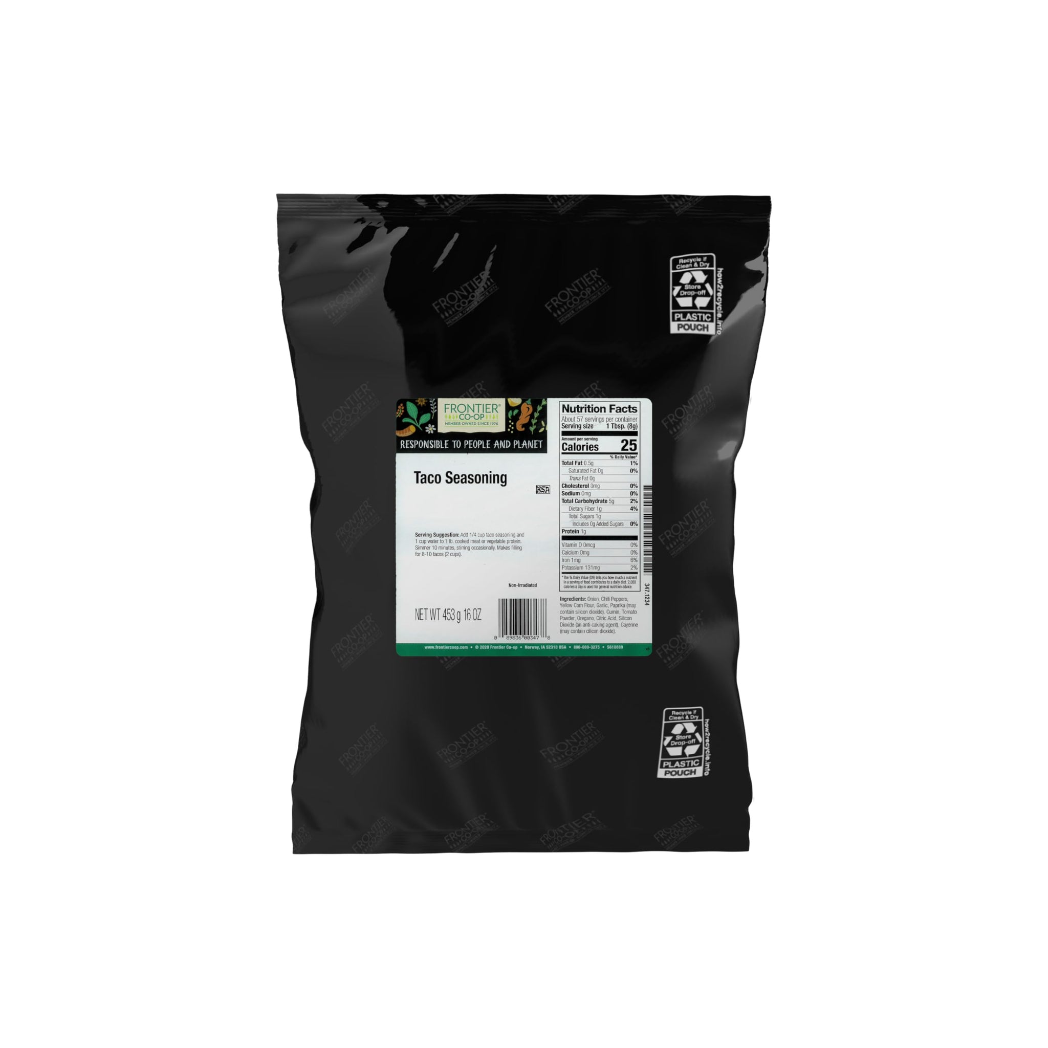 Frontier Co-op Salt-Free Taco Seasoning, 1-Pound Bulk Bag, Mexican-Inspired Spices for Tacos, Dips, Burritos