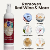 Wine Away Red Wine Stain Remover Spray - Natural Carpet and Upholstery Spot Cleaner - Effectively Removes Blood, Clothes, Coffee, & Pet Stains - Best