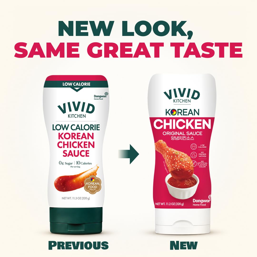 VIVID KITCHEN Korean Chicken Sauce - Low-Calorie, No Preservatives - Sweet and Savory Flavor - Easy Squeeze Bottles - Authentic Korean BBQ Marinade