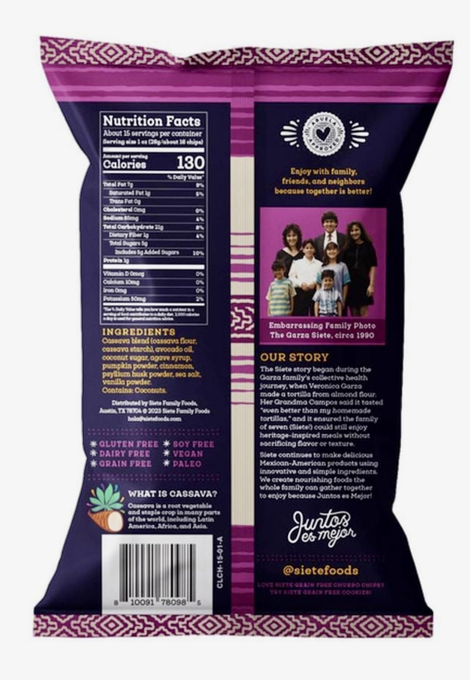 (1 PACK) Siete Grain Free Churro Strips, 15 oz
