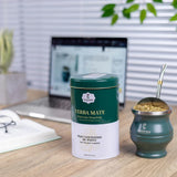 Yerba Mate, CUOPRU Traditional Argentinian Mate Tea, Low Tea Powder, Original Leaves without Stems, Included Portable Storage Container(Green