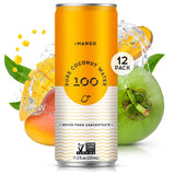 100 Coconuts Mango Pure Coconut-100% Pure Coconut Water - Low Calorie All-Natural Drink with Electrolytes - Naturally Sweet, no preservatives