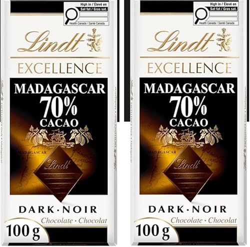 LINDT EXCELLENCE Chocolate Bars 100g (ARILON PACK VARIETIES) (2pack, MADAGASCAR 70%)