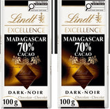LINDT EXCELLENCE Chocolate Bars 100g (ARILON PACK VARIETIES) (2pack, MADAGASCAR 70%)