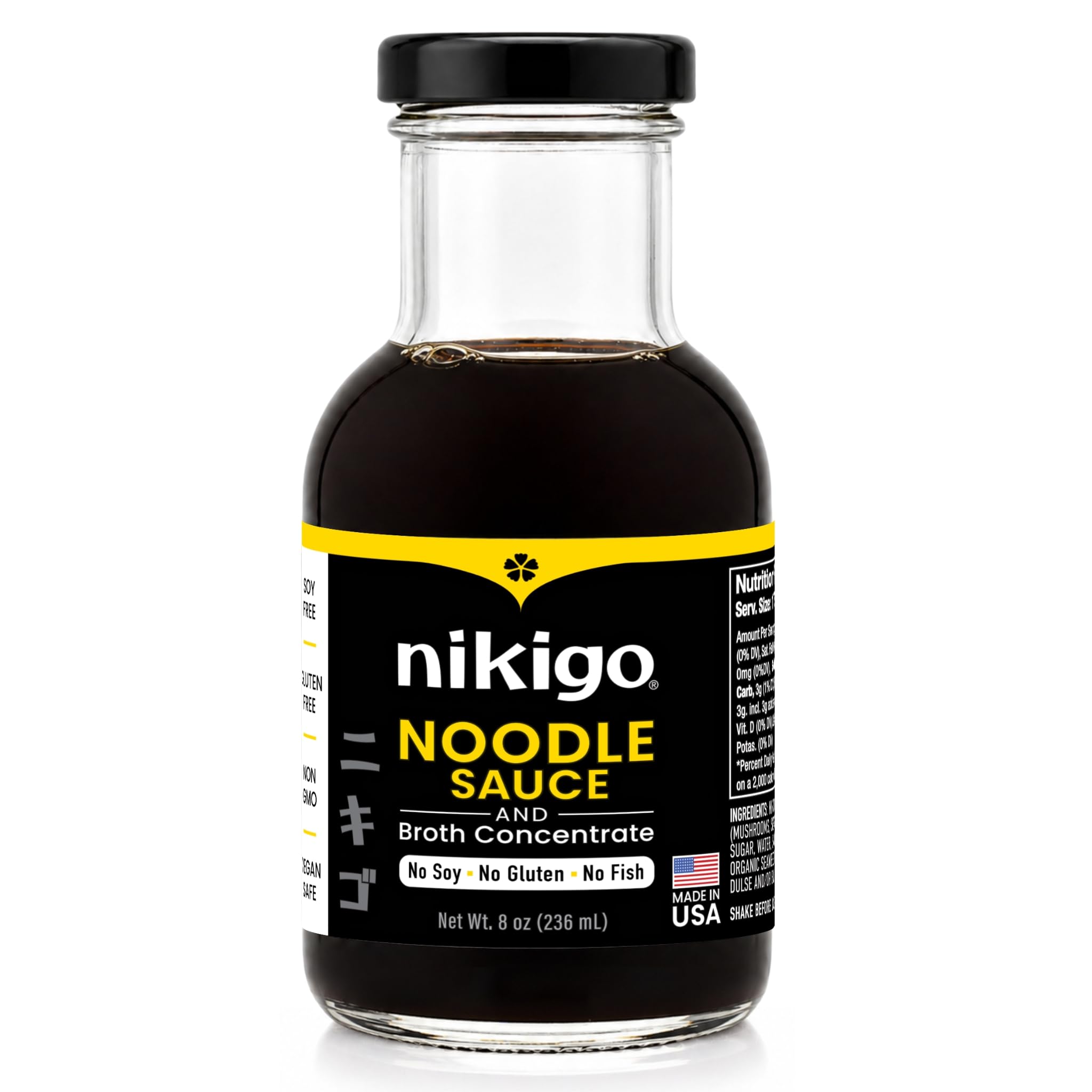 NIKIGO Noodle Sauce & Broth Concentrate, Soy Free & Allergen Friendly, Gluten & Fish Free, Mentsuyu-Style Umami Seasoning, Japanese-Inspired Asian