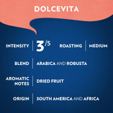 Lavazza Dolcevita Classico Whole Bean Coffee 12oz Bag, Medium Roast, Rich and Full-bodied, Intensity 3/5, Arabica and Robusta, Ideal for Drip Brewers