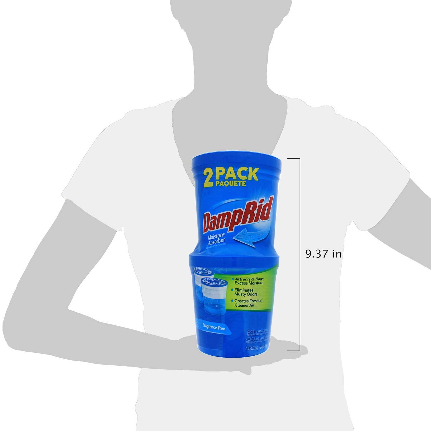 DampRid Refillable Moisture Absorber, Fragrance-Free Twin Pack (2 x 10.5 Oz. tubs); Attract and Trap Excess Moisture from Air; Eliminate Musty Odors
