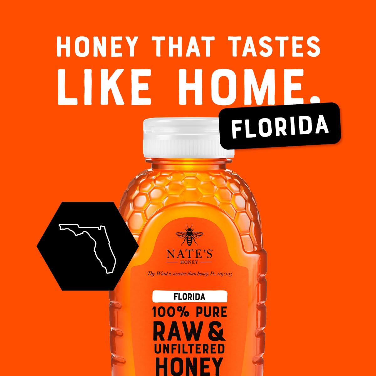 Nate's Florida 100% Pure, Raw & Unfiltered Honey - 16 oz. Squeeze Bottle - All-natural Sweetener