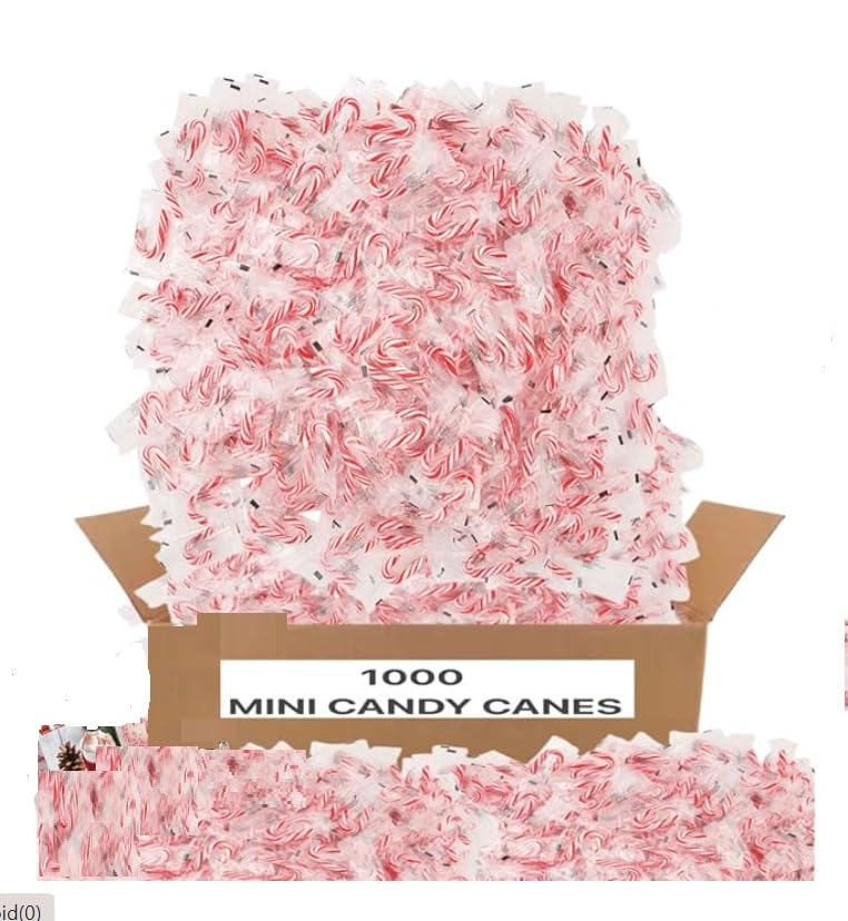 MINI CANDY CANES (1000 MINI CANDY CANES) | Mini Candy Canes Peppermint Flavored | Red & White Stripes - Individually Wrapped Gift Pack | Holiday Candy