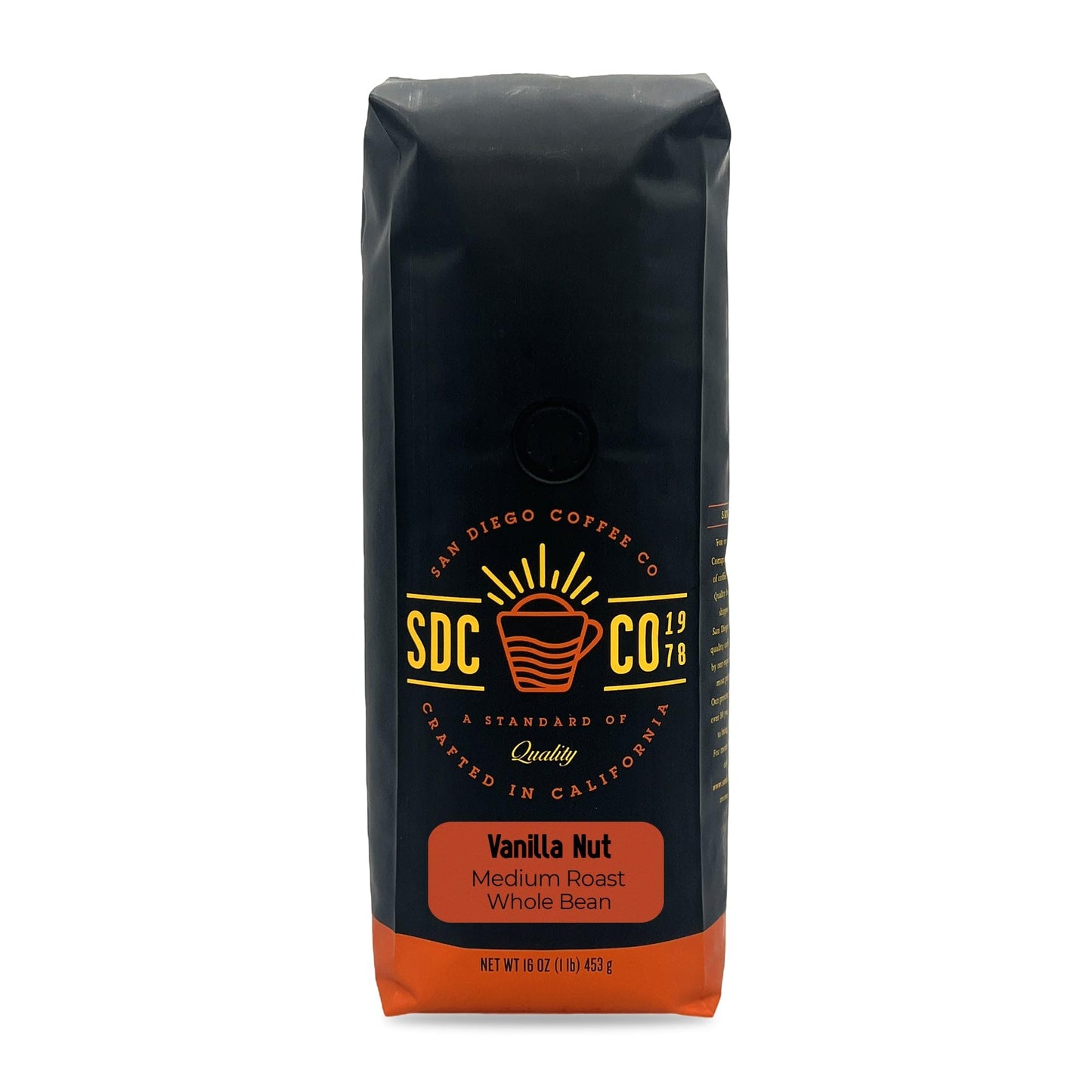 San Diego Coffee Vanilla Nut, Medium Roast, Whole Bean Coffee, 16-Ounce Bag Café en grano tostado