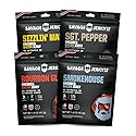 SAVAGE Bacon Jerky Variety - Sizzlin Maple, Bourbon Glaze, Smokehouse, Sgt. Pepper (Pack of 4) - Gluten Free, High Protein, Low Calorie