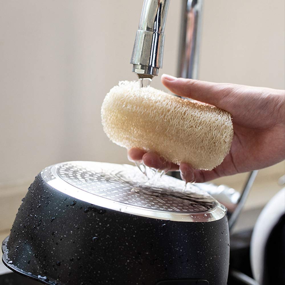 ZHUPI Natural Dish Sponges Kitchen, Organic Compostable Fruit Vegetable Scrubber, Non-Scratch Scouring Dishwashing Scrub Sponge Pads(10 Pcs)