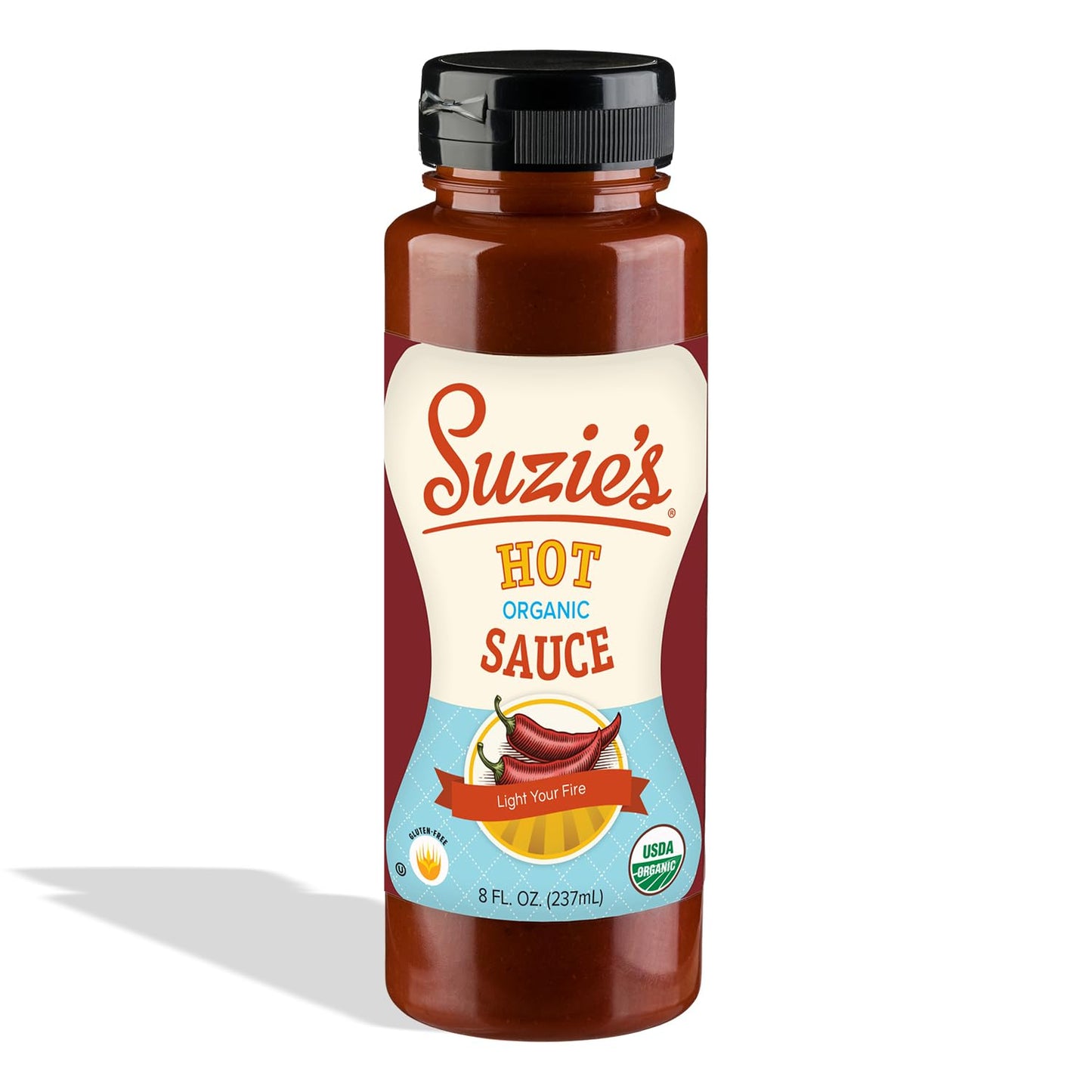 Suzie's Organic Hot Sauce - 8 fl oz | USDA Organic, Non-GMO, Gluten-Free - Bold & Spicy Sauce Made with Clean Ingredients - No Artificial