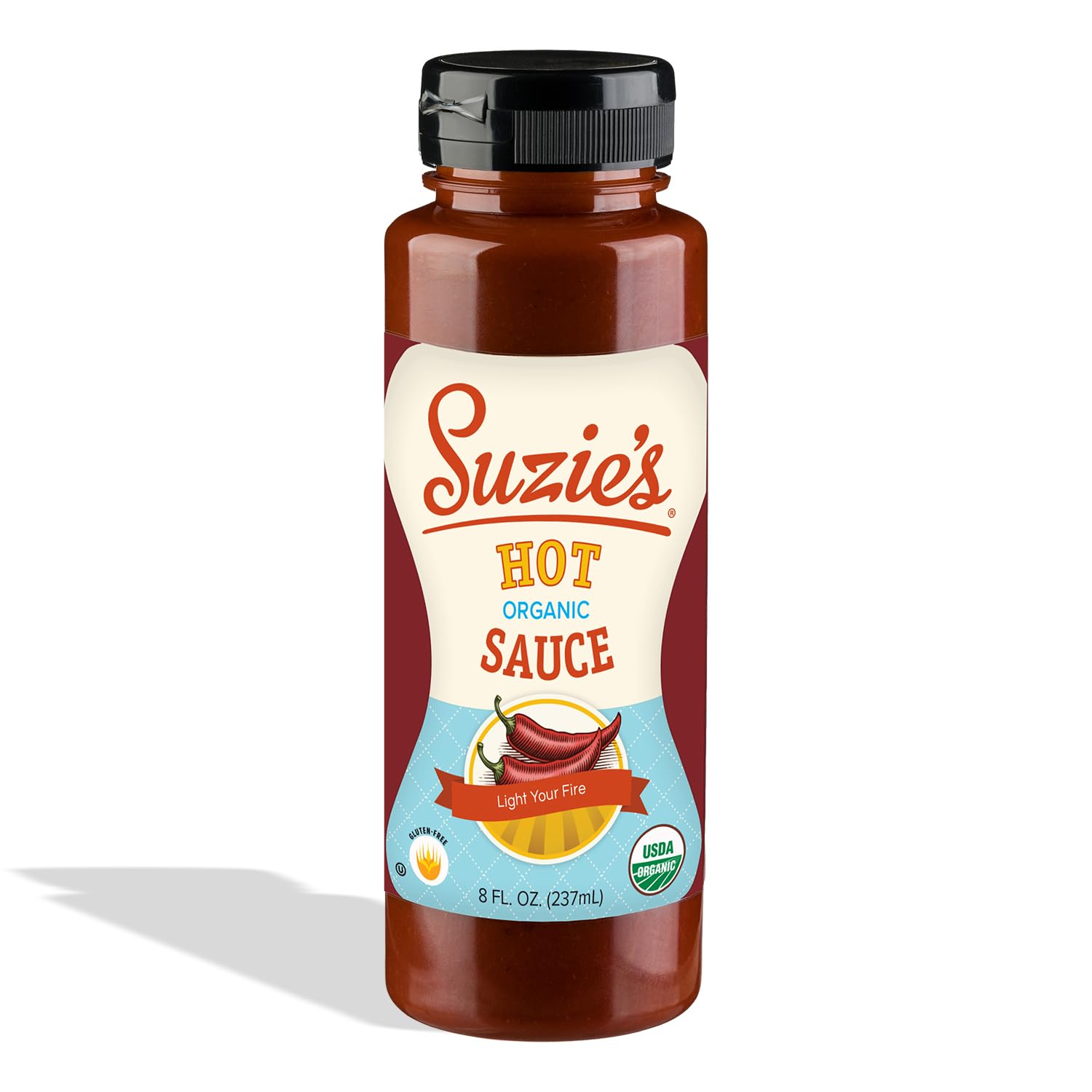 Suzie's Organic Hot Sauce - 8 fl oz | USDA Organic, Non-GMO, Gluten-Free - Bold & Spicy Sauce Made with Clean Ingredients - No Artificial