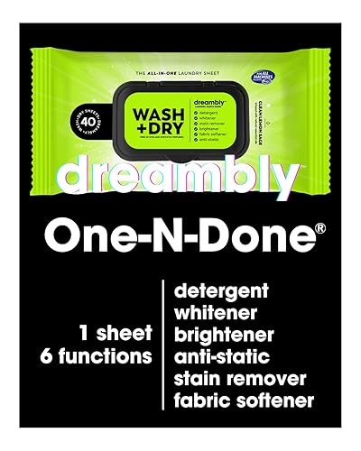 Dreambly Natural Laundry Detergent Sheets for Washer and Dryer, Organic Hypoallergenic 6-in-1 Detergent, Stain Remover, Whitener, Brightener, Fabric