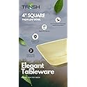 TANSH Compostable 4 Inch Palm Leaf (Areca) Square Bowls (50 Count), Biodegradable, Disposable, Eco-Friendly, Microwave & Oven Safe