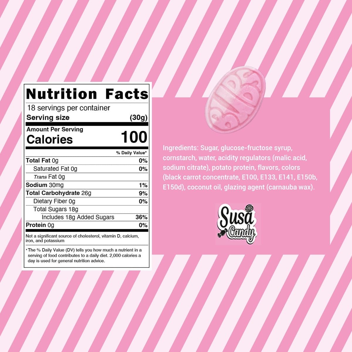 BUBS Strawberry Pomegranate Ovals Swedish Candy, (1.2 Pounds) - Chewy Foam Gummies, Gelatin-Free, Imported from Sweden (1.2 LB, Strawberry