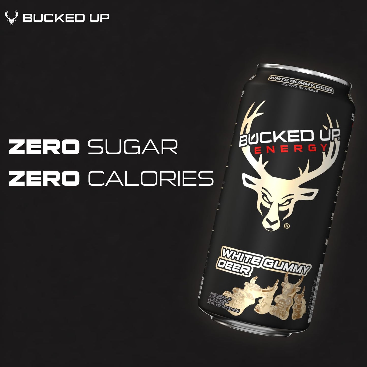 Energy Drink 300mg (White Gummy Deer) (12 CT) Bucked Up