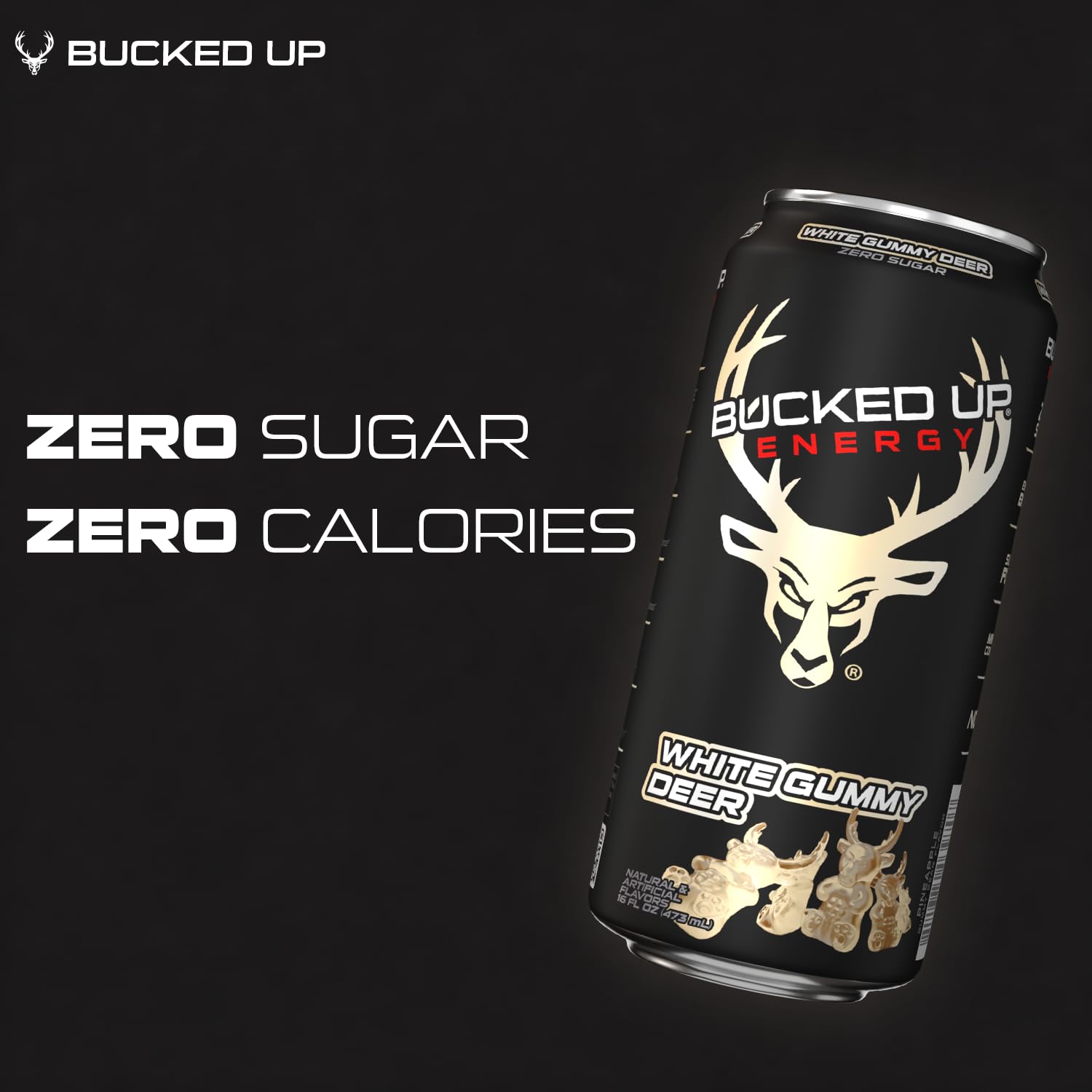 Energy Drink 300mg (White Gummy Deer) (12 CT) Bucked Up