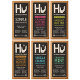 HU Dark Chocolate Bars Variety Pack, 6 Count - Simple, Cashew Buter Raspberry, Hazelnut Btr Almond Butter & Puffed Quinoa, Vanilla Crunch & Crunchy