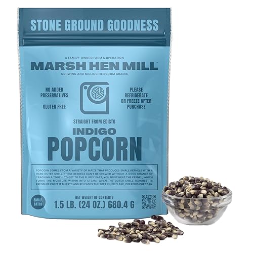 Marsh Hen Mill Indigo Popcorn Kernels | Vibrant Blue Kernels That Pop into Crisp White Flakes | Gluten-Free & Non-GMO | Healthy Snack for Gourmet