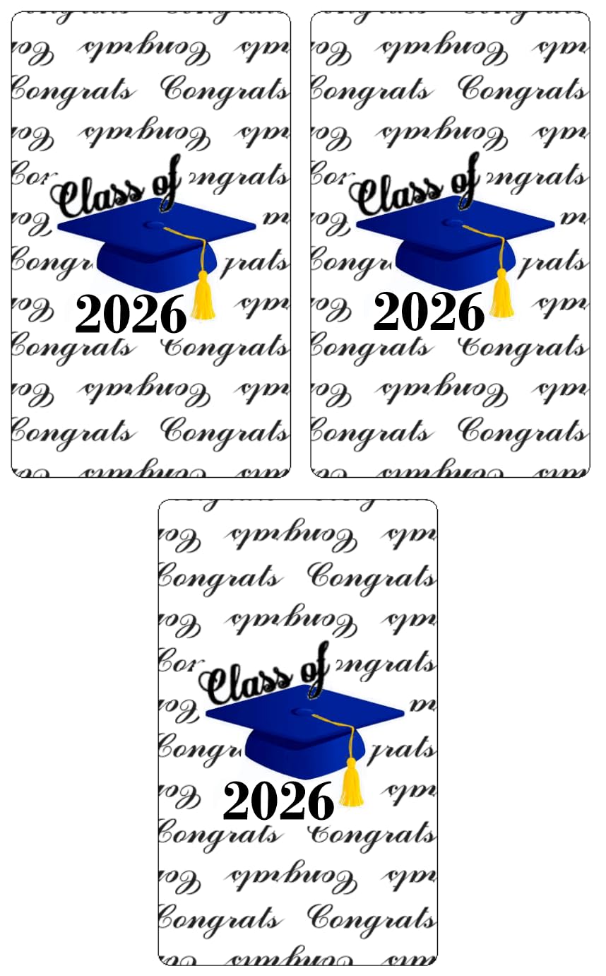 60 Graduation Cap Party Class of 2026 Miniatures Candy Bar Wrapper, (Set of 60) Mini Candy Chocolate Bar Stickers, Labels, Candy Not Included, Color