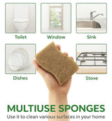 UCCO Eco Friendly Biodegradable Kitchen Sponges 12 Pack - Natural Compostable Cellulose with Coconut Scrubber - Sustainable Zero Waste Dish Sponges