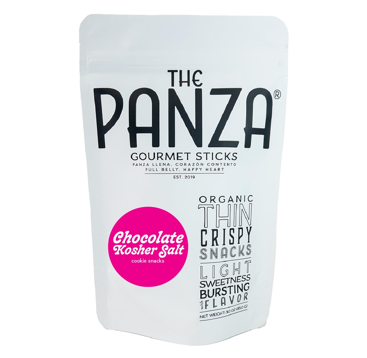 The Panza Chocolate Kosher Salt Gourmet Cookie Snack Thin & Crispy | Organic, Non-GMO, 100% Natural Ingredients | Signature Pouch 3.0 oz