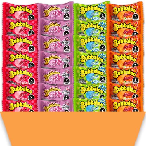 Bubbaloo Bubble Gum Mexican Chewing Gum Assortment | 200 Count Variety Bulk Pack | Strawberry, Sour Blueberry, Tutti Frutti & Pinapple Chamoy Juicy