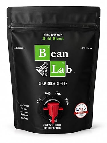 Bean Lab Cold Brew Coffee - Bold Blend - Brew Bag - Coarse Ground Coffee - Smooth Low-Acid Coffee - Reusable Brew System - 100% Arabica - Medium Roast