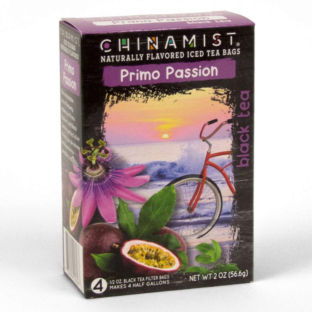 China Mist Iced Tea - Primo Passion Black Tea Infusion - Refreshing and Delicious - Each Tea Bag Yields 1/2 Gallon - 4 bags.