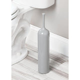 mDesign Extra Slim Compact Plastic Freestanding Toilet Bowl Brush and Holder for Bathroom Storage and Organization - Sturdy, Deep Cleaning, Covered
