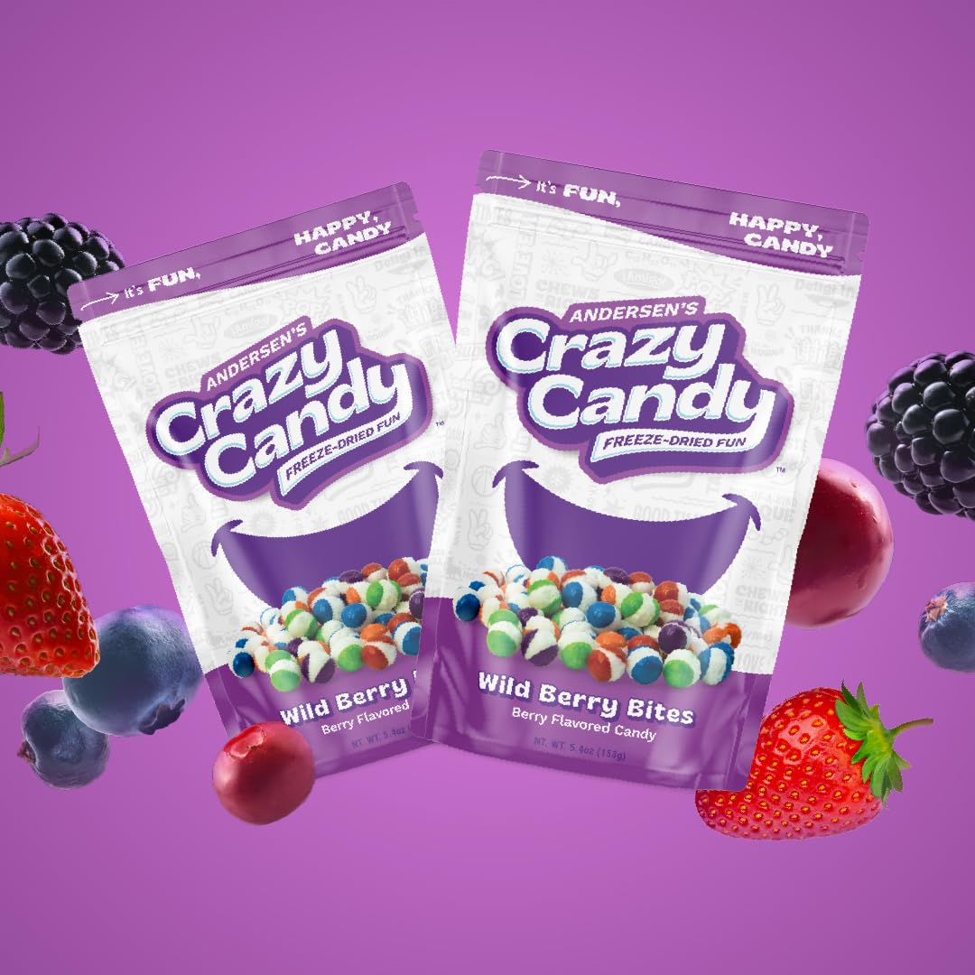 Freeze Dried Berry Style Candy, Crazy Candy Wild Berry Bites - Fruity Flavor Crunchy Texture, Made in USA