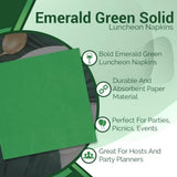 Solid Emerald Green Paper Luncheon Napkins, 20 Pieces - Perfect for Birthdays, Weddings, Parties & Special Events