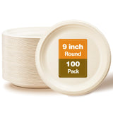 yeehigh Compostable Paper Plates 9 Inch: 80-pack Disposable Heavy Duty Paper Plates Made of Bagasse, Ideal for Party, Wedding, Graduation, Birthday