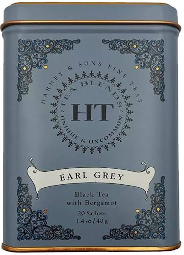Caffeinated Earl Grey Black Tea with Bergamot 20 Count Sachets. Natural Source of Antioxidants. 1 Pack.