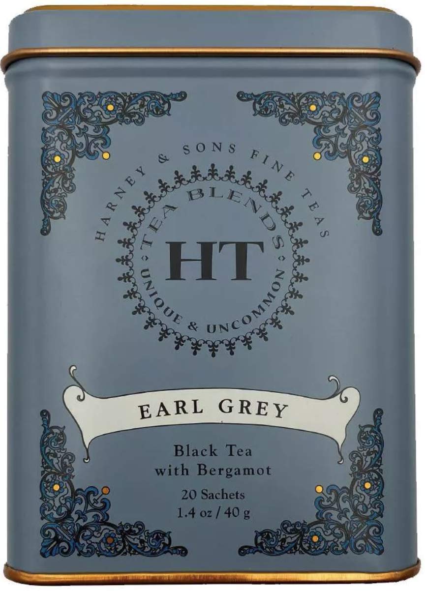 Caffeinated Earl Grey Black Tea with Bergamot 20 Count Sachets. Natural Source of Antioxidants. 1 Pack.