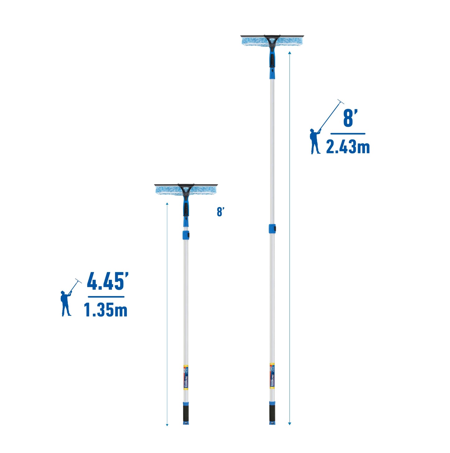 Unger Professional 2-in-1 Squeegee and Scrubber, 14” Window Cleaning Tool and 8’ Connect & Clean Pole, Essential Glass Supplies for Commercial