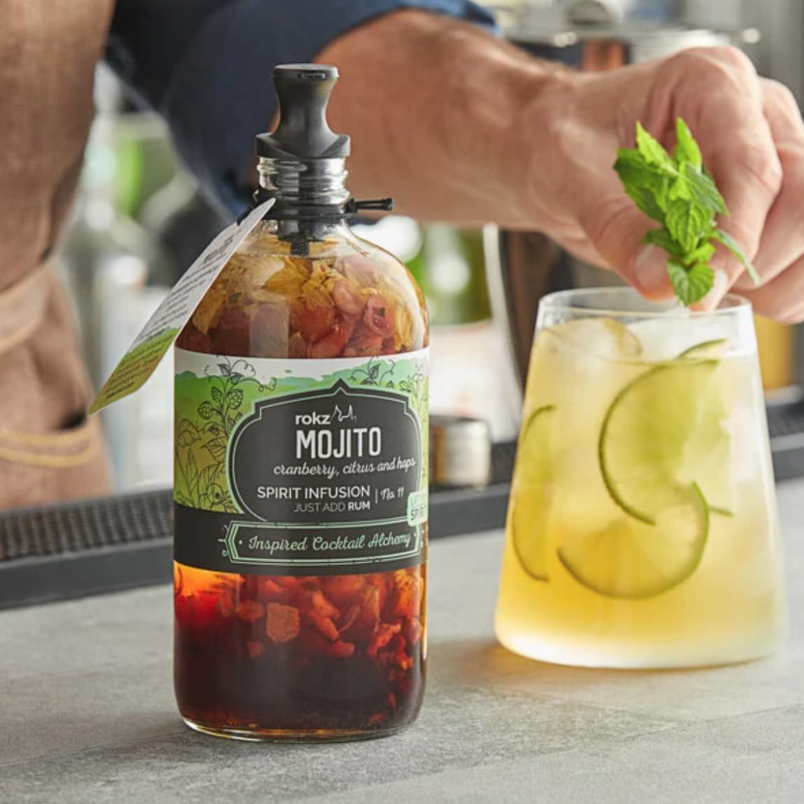 Rokz Mojito Spirit Infusion Bottle for Cocktails, 16 Ounce