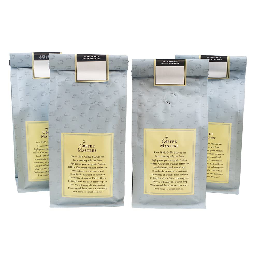 Coffee Masters Ground Coffee Sampler, Caramel Kiss, Jamaican Me Crazy, Turtle Sundae and Salted Caramel, 48 Ounce