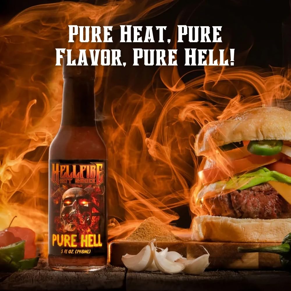 Hellfire Hot Sauce Vegan Gift Pack - Gourmet Hot Sauce Variety Pack With 4 Plant Based Flavors (Four 5 oz. Bottles)