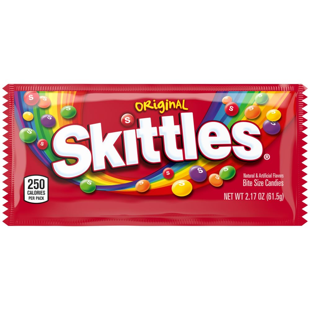 SKITTLES Original Chewy Candy, Full Size, 2.17 oz Bag