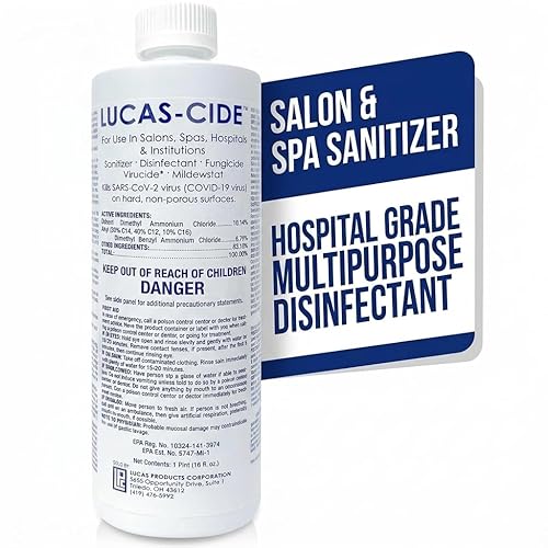 LUCAS-CIDE Salon and Spa Disinfectant Multipurpose Surface Sanitizer, EPA Disinfectant Cleaning Supplies Solution 16 Fl Oz - Blue