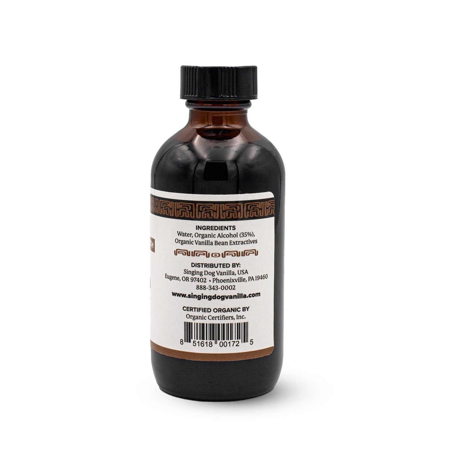 Singing Dog Vanilla Organic Double Strength Pure Vanilla Extract, 4 oz - 2x Vanilla Beans, USDA Organic - Ice Cream, Baking - Non-GMO, Allergen-Free