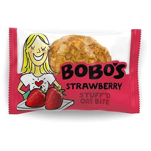 Bobo's Strawberry Stuff'd Oat Bites, Simple Ingredients, Whole Grain Oats, Plant Based, Non-GMO, Gluten Free Breakfast Bars, Healthy Snacks for Adults