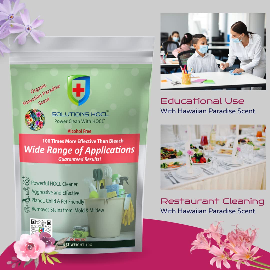 Solution HOCL Powder 10 one gram Individually Packaged Single use packets - (10 grams of total active ingredients) One Gram Packet Makes 1 Gallon (128