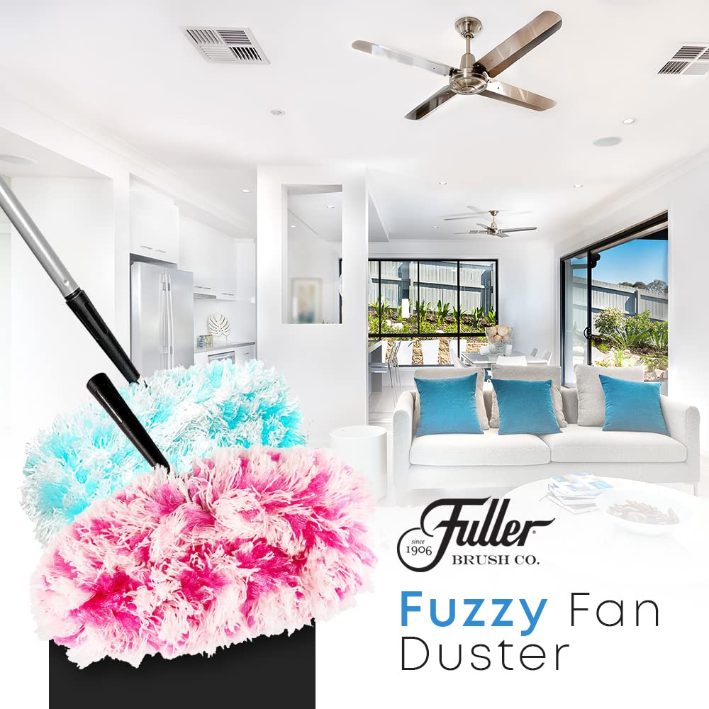 Fuller Brush Fuzzy Fan Duster - Dust & Clean Ceiling Fans, Walls, Woodwork - Polystatic & Microfiber Grabs & Holds Dust, Lint, Cobwebs & Dirt - Fan